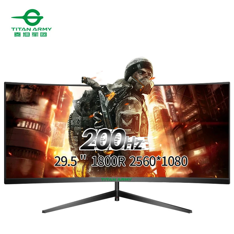 TITAN ARMY 30 inch 2K 200Hz Curved Gaming Monitor 21:9 2560x1080 Ultra Wide Ultra Slim screen FREESYNC VESA Metal Black